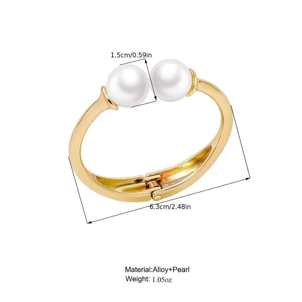Large Faux Pearls Open Bangle Bracelet - Gen U Us Products