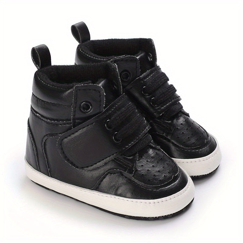 Lightweight Nonslip High-top PU Leather First Walker Sneakers 