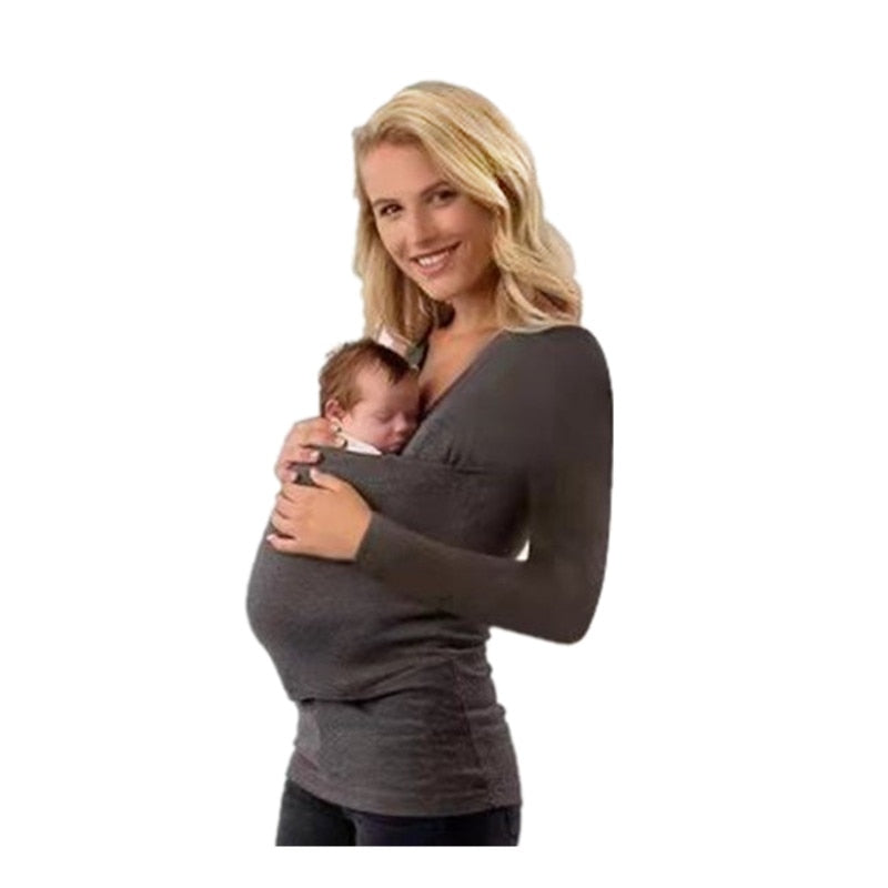 Long-sleeve Mommy Baby Kangaroo Carrier Skin-friendly T-Shirts 