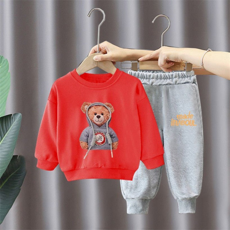 Long Sleeve Cool Cartoon Bear Pullover and Pants Sets - Gen U Us Products