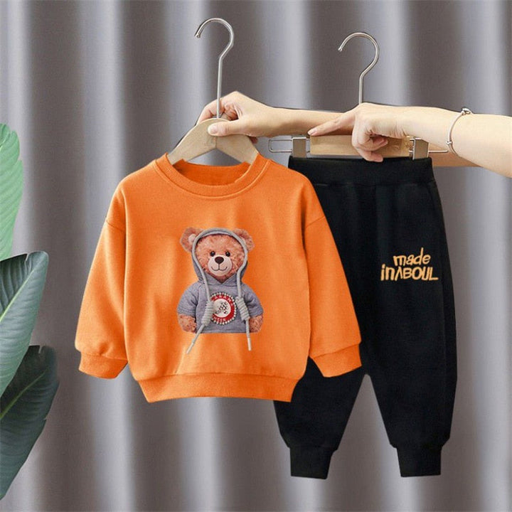 Long Sleeve Cool Cartoon Bear Pullover and Pants Sets - Gen U Us Products