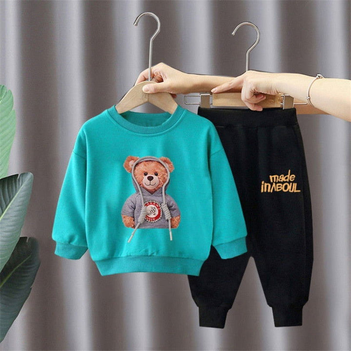 Long Sleeve Cool Cartoon Bear Pullover and Pants Sets - Gen U Us Products -  