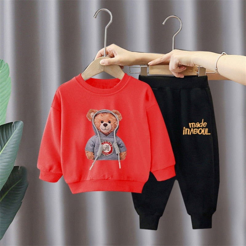 Long Sleeve Cool Cartoon Bear Pullover and Pants Sets - Gen U Us Products -  