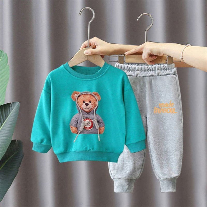 Long Sleeve Cool Cartoon Bear Pullover and Pants Sets - Gen U Us Products -  