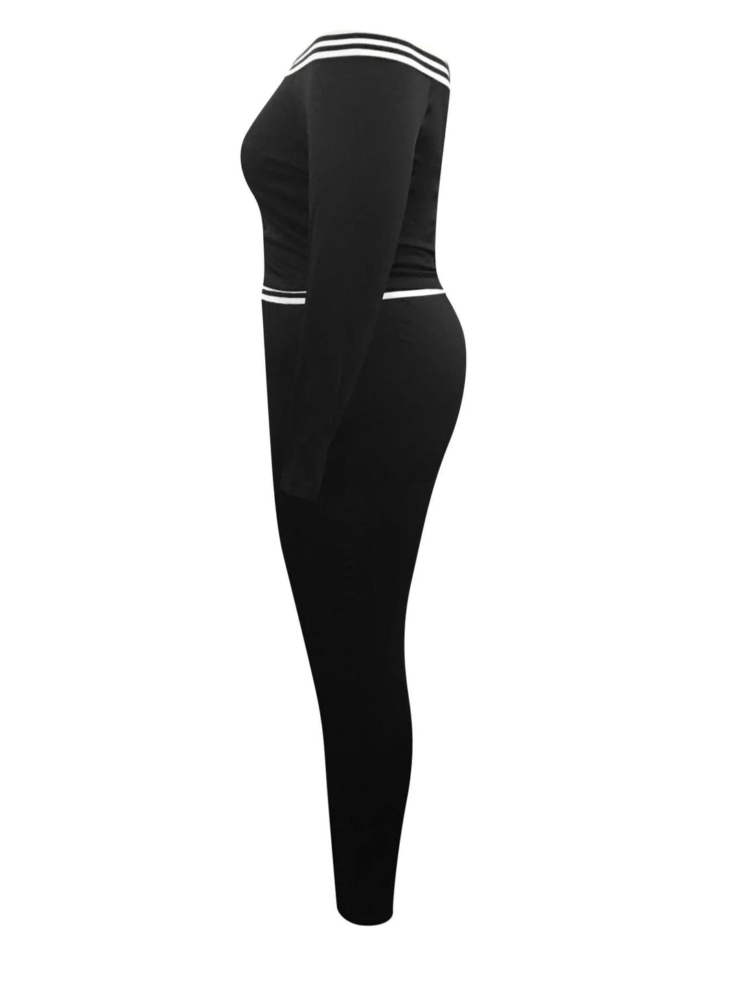 Long Sleeve Off Shoulder Stripe Breathable Top and Skinny Pants Sets - Gen U Us Products -  