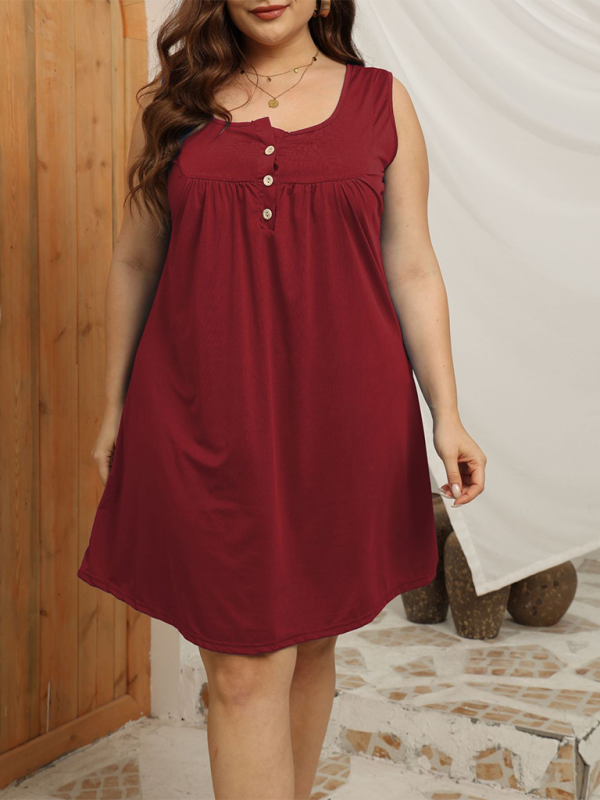 Loose Airy Sleeveless Buttoned Decor Above Knee Dresses - Gen U Us Products