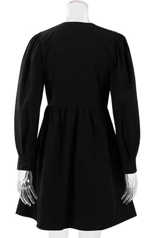 Loose Breathable Deep V-Neck Bubble Sleeves Dresses - Gen U Us Products