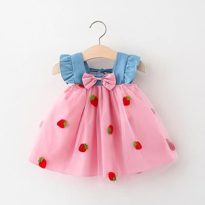 Lovely Summertime Sleeveless Princess Dresses with Strawberry Cherries - Gen U Us Products
