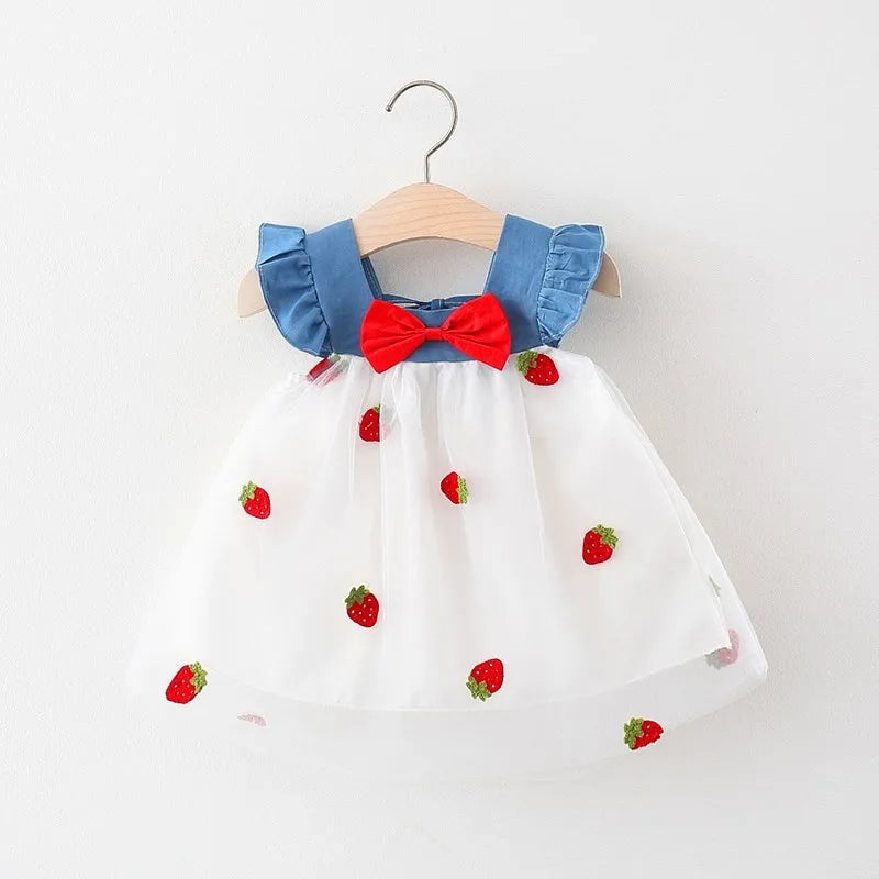 Lovely Summertime Sleeveless Princess Dresses with Strawberry Cherries - Gen U Us Products