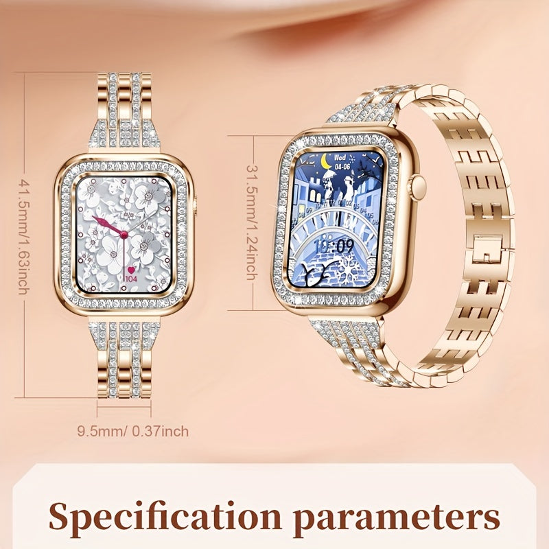 Luxury HD Touch Screen Life Helping Rhinestone Accent Smart Watch 