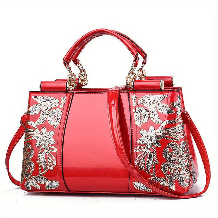 Luxury PU Leather Sparkle Sequin Top Handle Handbags 