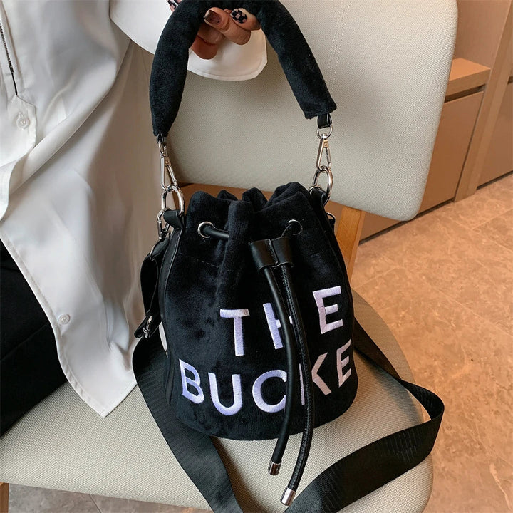 Luxury Soft Leather Designer Bucket Print Shoulder Crossbody Handbags 