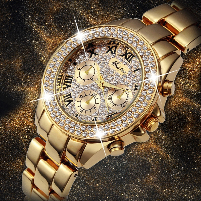 Luxury Bling Out 18K Gold Roman Numerals Quartz Watches - Gen U Us Products