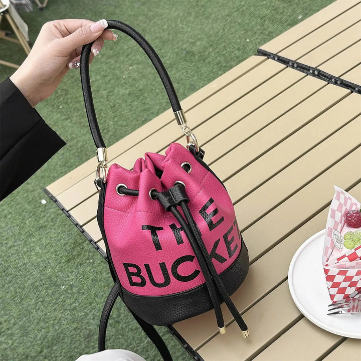 Luxury Soft Leather Designer Bucket Print Shoulder Crossbody Handbags - Gen U Us Products