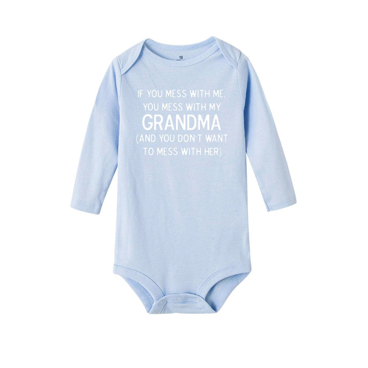 Mess with Me You Mess with My Grandma Print Long Sleeve Onesies 