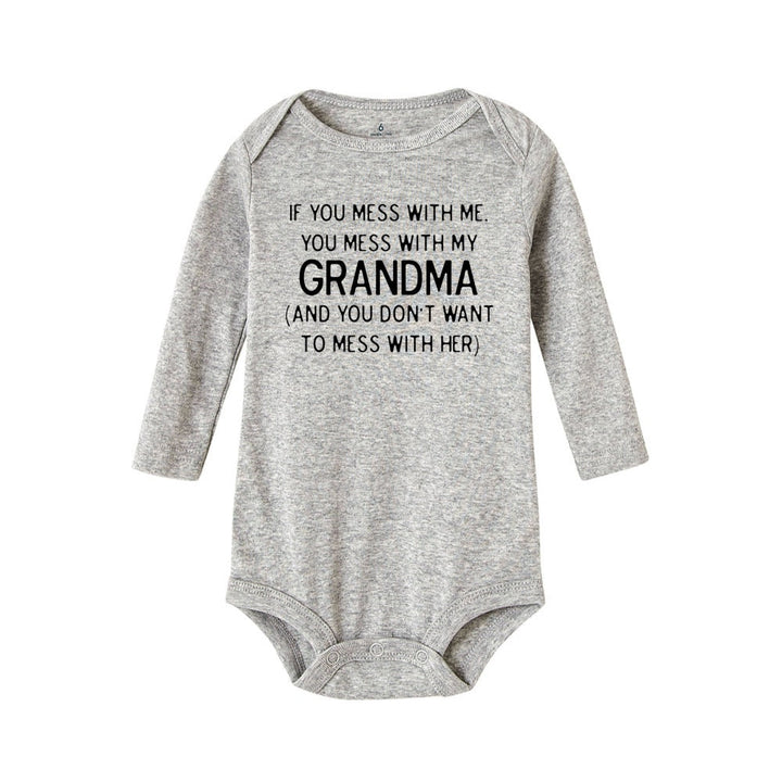 Mess with Me You Mess with My Grandma Print Long Sleeve Onesies 