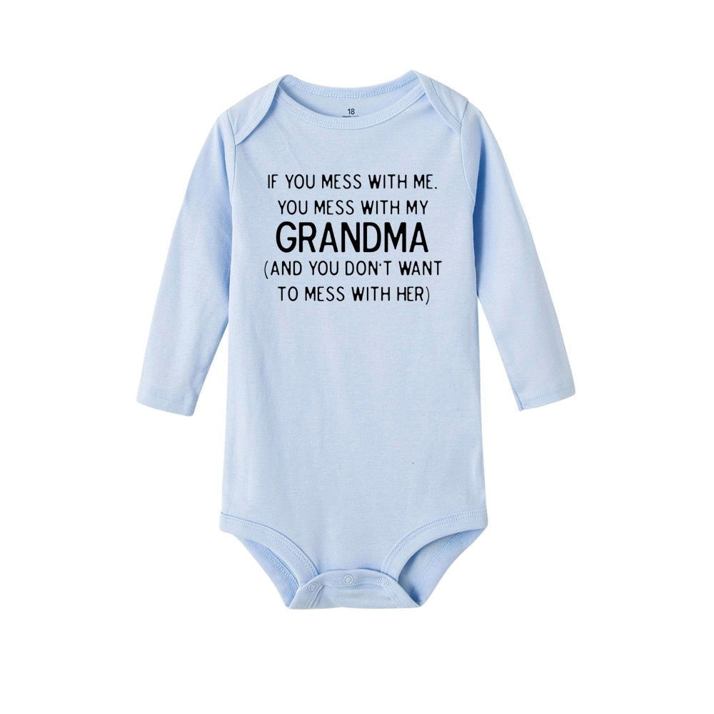 Mess with Me You Mess with My Grandma Print Long Sleeve Onesies - Gen U Us Products -  