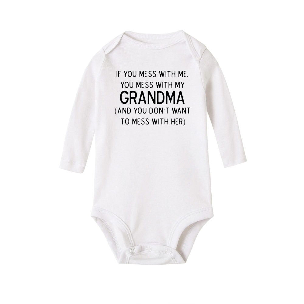 Mess with Me You Mess with My Grandma Print Long Sleeve Onesies - Gen U Us Products -  