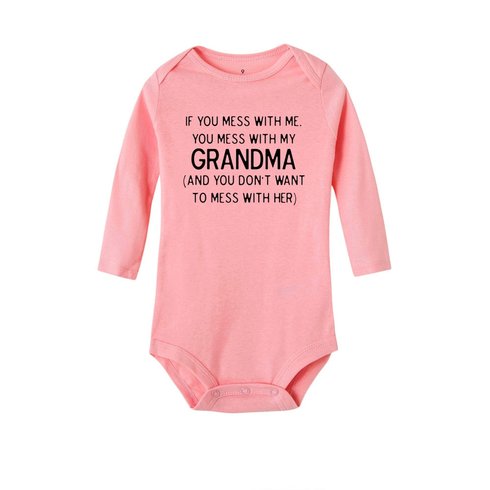 Mess with Me You Mess with My Grandma Print Long Sleeve Onesies - Gen U Us Products