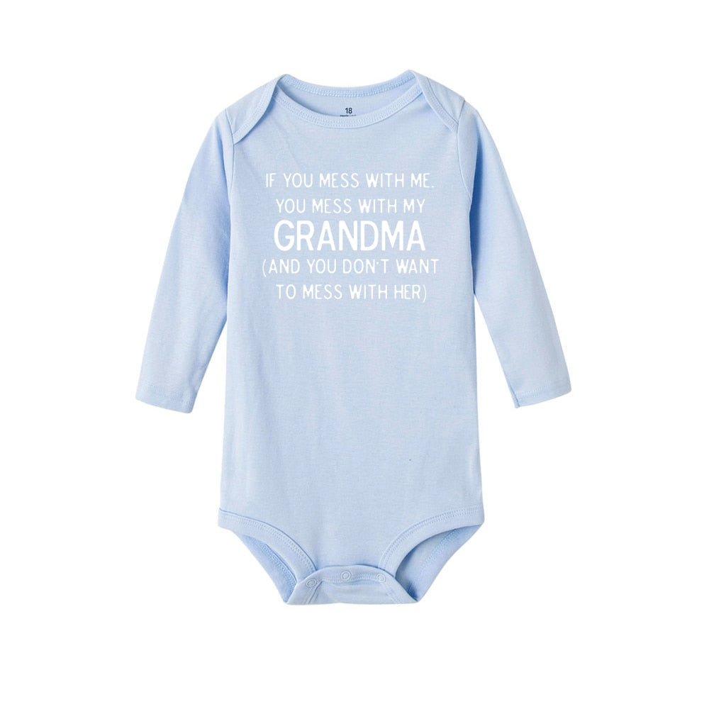Mess with Me You Mess with My Grandma Print Long Sleeve Onesies - Gen U Us Products