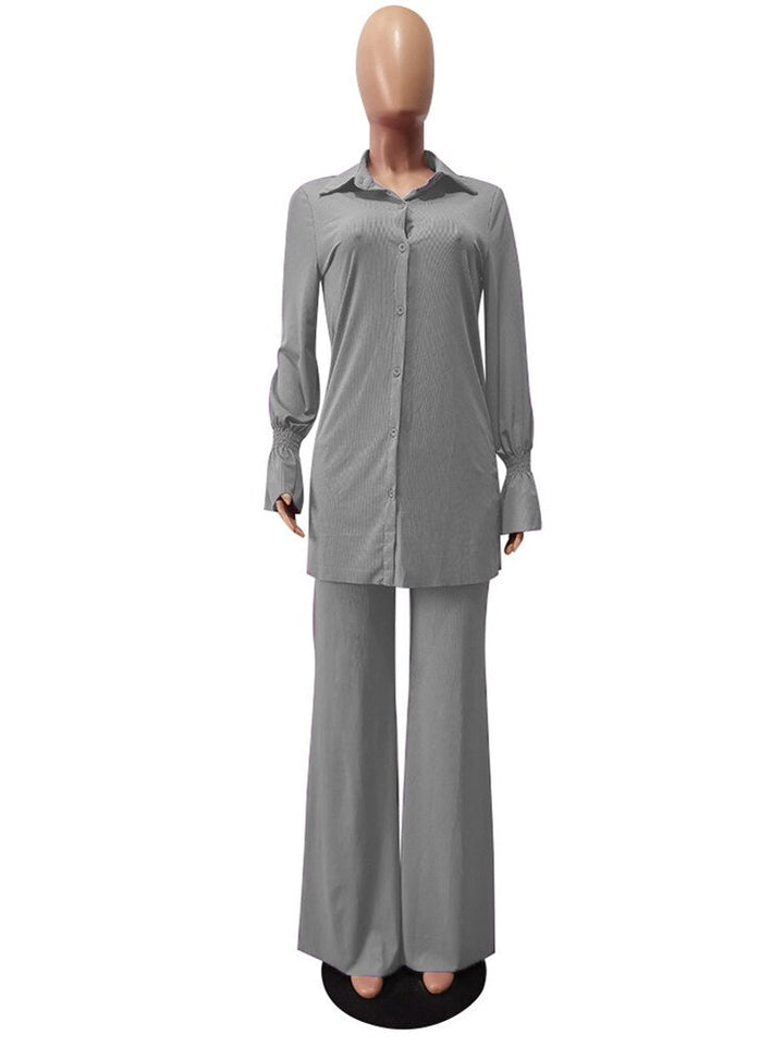 Modern Professional Woman 2Pcs Silky Mesh Shirt & Pants in Plus Sizes 