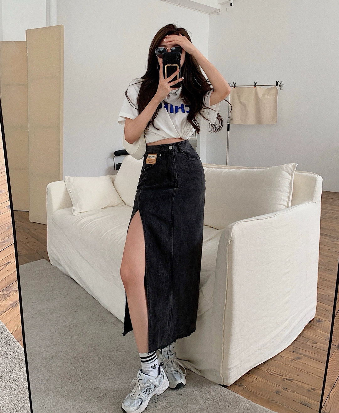 Modern Style High Waist Long Split Denim Skirts - Gen U Us Products