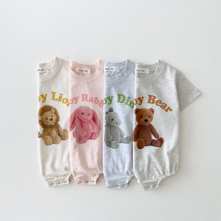 Newborn Baby Cotton Animal Short Sleeves Comfortable Unisex Jumpsuits 