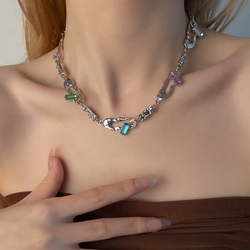 Sweet Cool Personality Crystals Clavicle Chain Necklaces