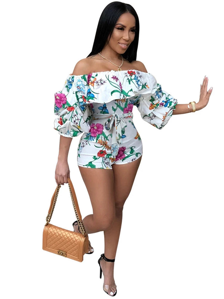 Off Shoulder Backless Slim Fit Pleated Bohemian Rompers - Gen U Us Products