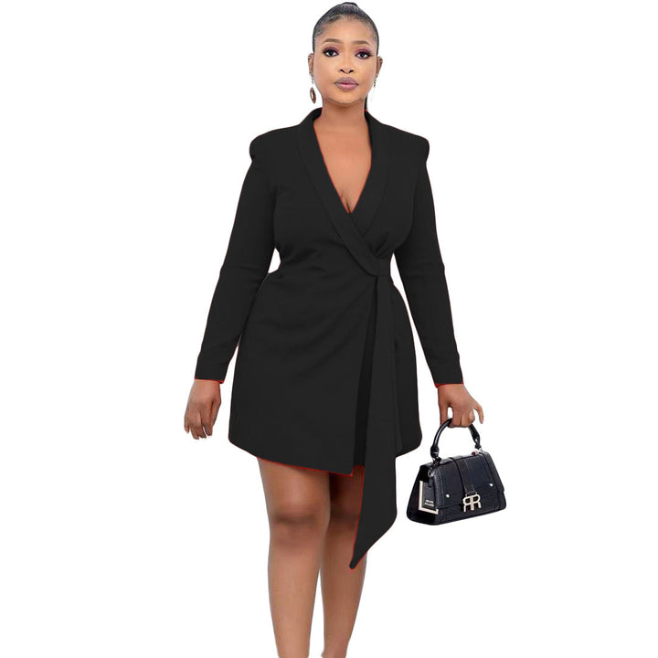 Office Lady Professional Looking Deep V-Neck Skirt Suits 
