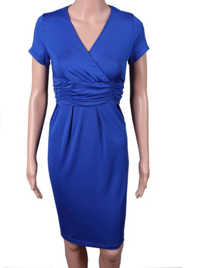 Office Lady Maternity Pregnant Short Sleeve Stretchy Fabric Dresses - Gen U Us Products