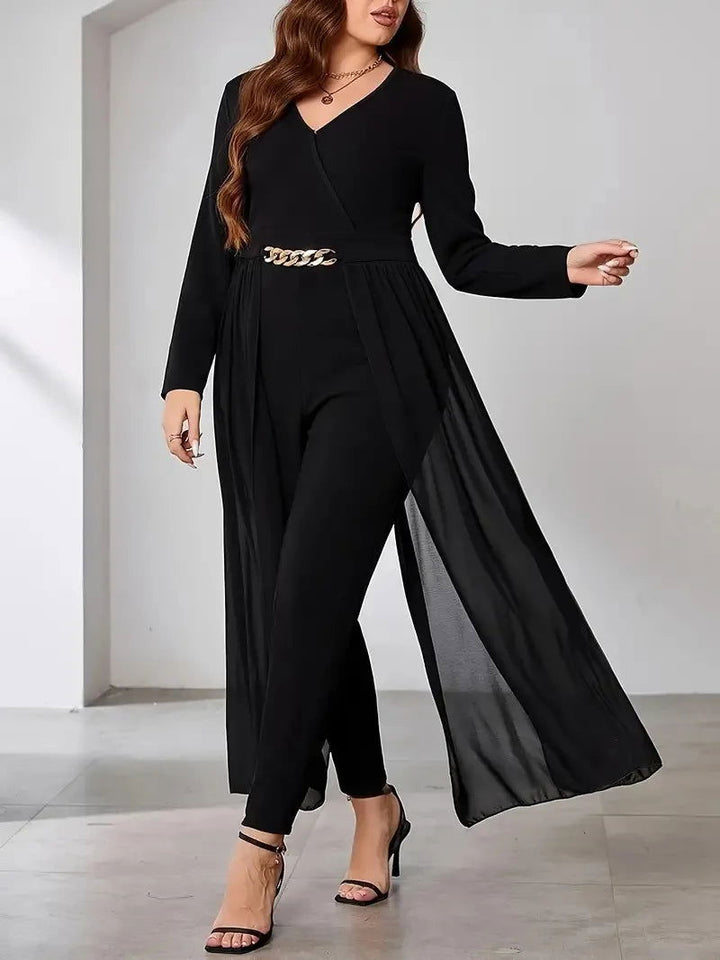 Office Ladies V-neck Long Sleeve High Waist Slim-fit Jumpsuits - Gen U Us Products -  