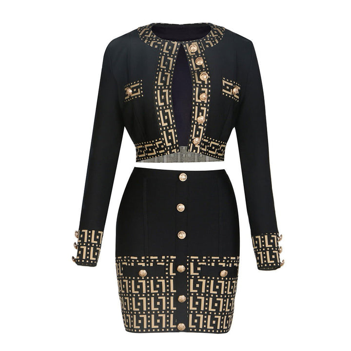 Office Lady Chic Stitching Details Long-sleeve Jacket & Midi Dress - Gen U Us Products -  
