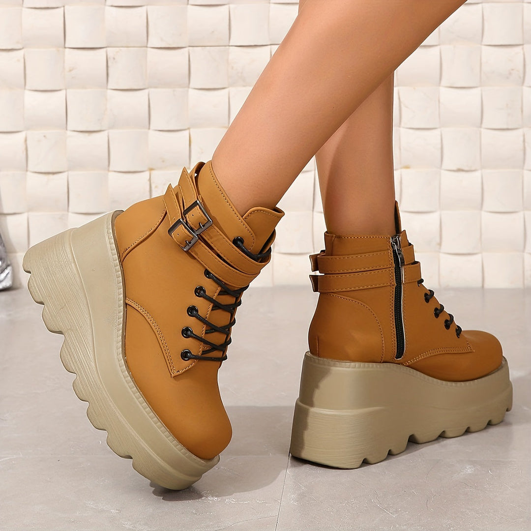 On-Trend Comfortable Thick Bottom Medium Top Chic Boots 
