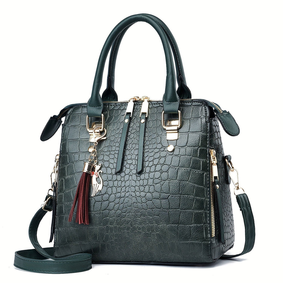 PU Crocodile Faux Leather Crossbody Satchel Handbags 