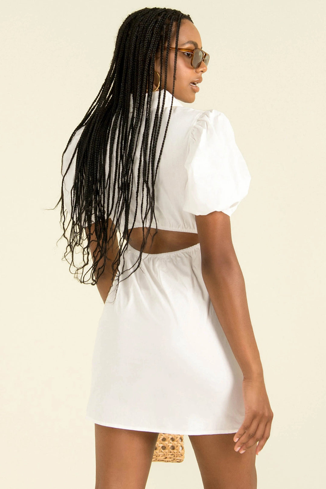 Picture-perfect Soft Airy Cotton Collared Short Sleeve White Shirt Dress 