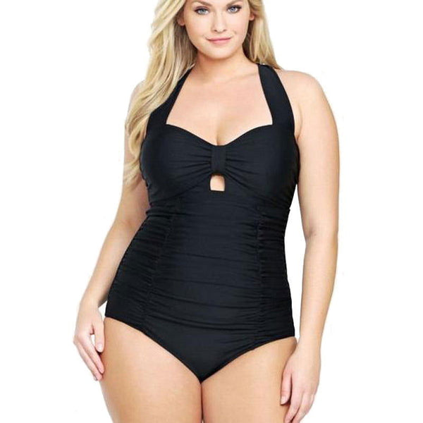 Cut out Push Up Pleating Plus Size One-piece Swimsuits