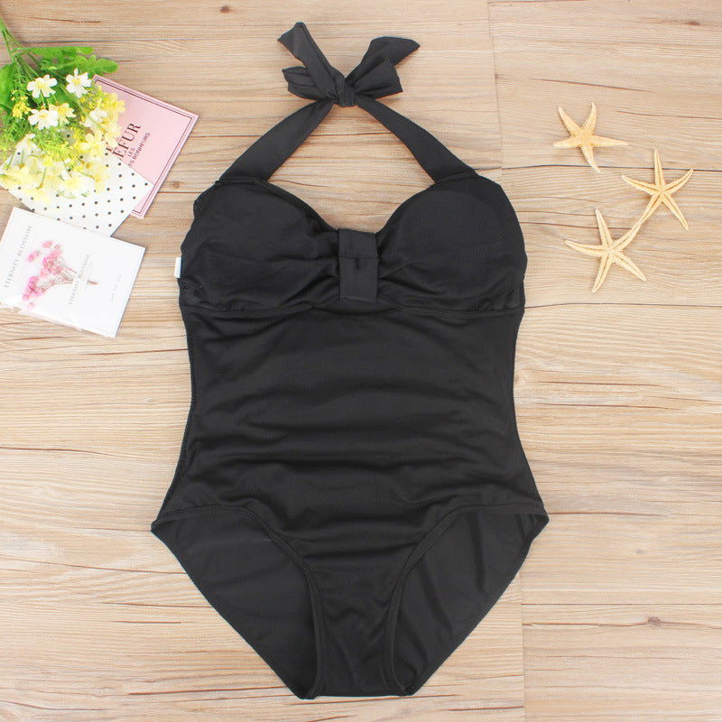 Plus Size Solid Color Cut out Push Up Pleating One-piece Swimsuits - Gen U Us Products -  