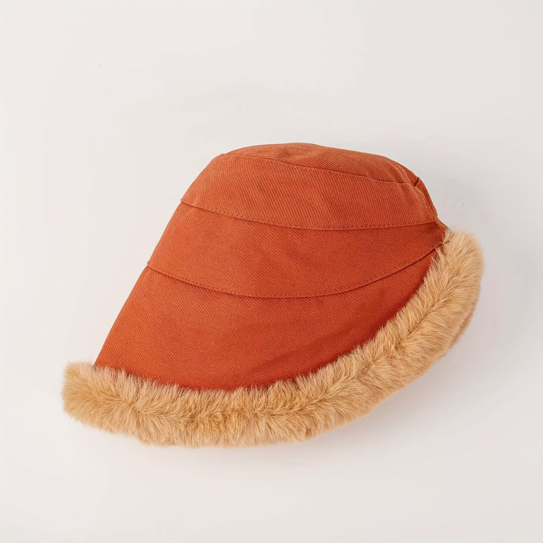 Plush Faux Fur Ear Protection Thermal Bucket Hat 