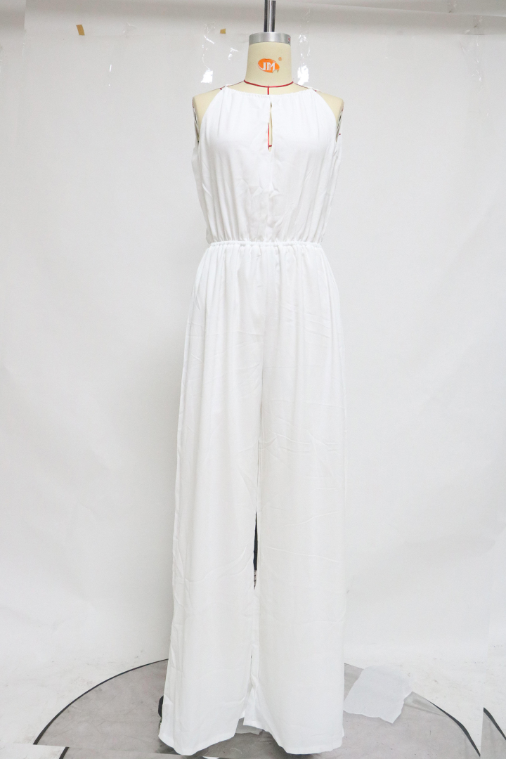 Professional Charming High Waist White Jumpsuit in Plus Sizes 
