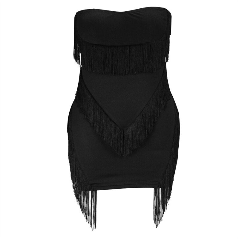 Professional Sexy Tube Top Fringed Strapless Dress 