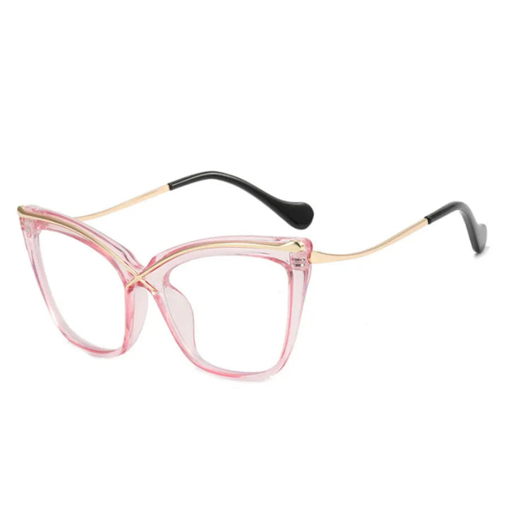 Retro Blue Light Protection Metal Frame Cat Eye Sunglasses 
