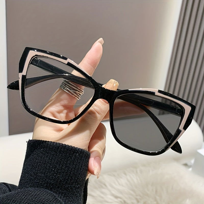 Retro Blue Light Blocking Color Block Cat Eye Frame Sunglasses - Gen U Us Products -  