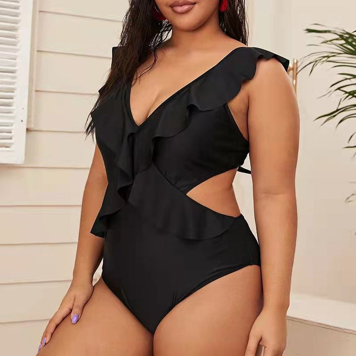 Ruffled Detailing Cut Out Backless One Piece Swimsuits 