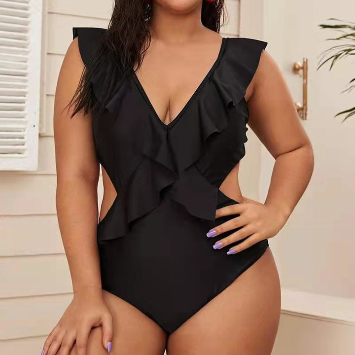 Ruffled Detailing Cut Out Backless One Piece Swimsuits 