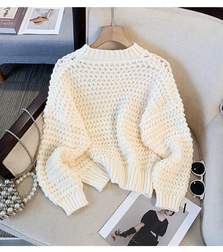 Oversized Long Sleeve Hollow Out Knit Sweaters