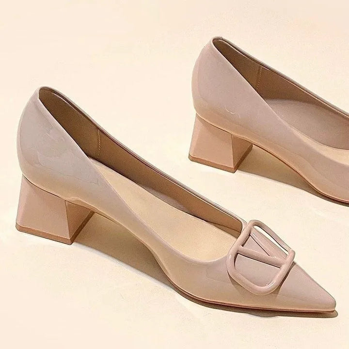 Modern Office Lady Comfortable Heel PU Leather Shoes