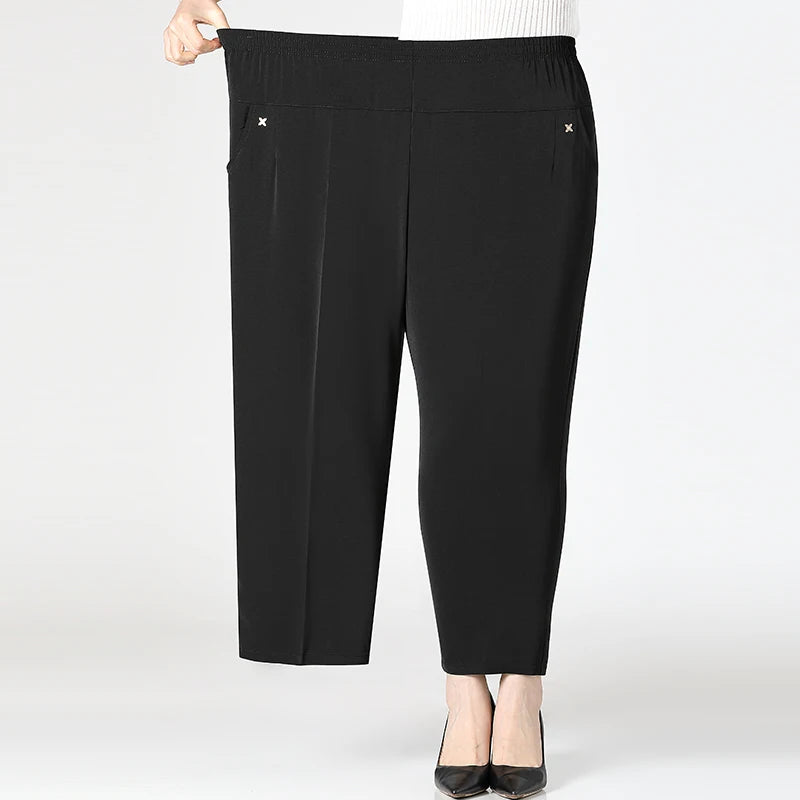 Women's Relaxed-Fit Wide Leg Pants – Soft Cotton Elastic Waist Lounge Pants Plus Size