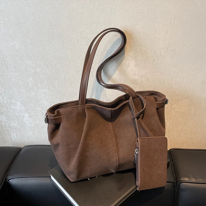 Large Capacity Soft Suede Y2K Open Tote Handbags - Flossy Mom