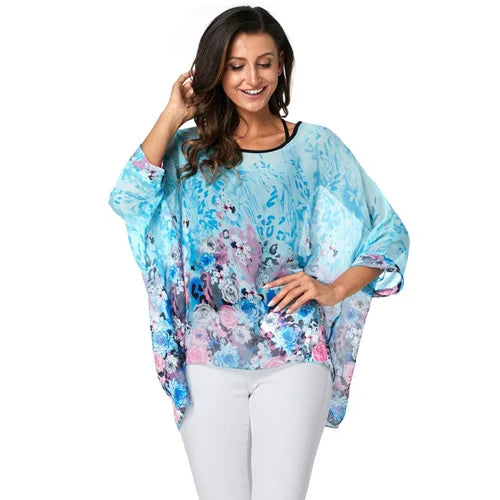 Plus Size Womens Flowy Floral Print Shirt Dresses